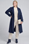 Belted Double-Breasted Trench Coat Dark Navy Blue