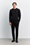 Men's Black Crew Neck Injection Printed Interlock Sweatshirt A62Y1214 - 6