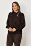 Standing Collar Satin Blouse 46662