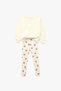 Cotton Patterned Long Sleeve Crew Neck Strawberry Printed 2-Piece Set
