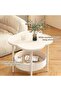 Mylindde 2-Tier End Table, Sofa Side Table, Modern Small Coffee Table Accent Table, Clover Shaped Si - 4