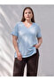 Lcw Curve Blue Large Size 100% Cotton Women's T-Shirt