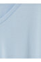 Lcw Curve Blue Large Size 100% Cotton Women's T-Shirt - 4