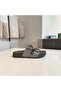 Silver Adjustable Double Buckle Glittery Stone Slippers - 8