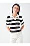 Black Striped Patterned Shirt Collar Knit Sweater