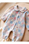 Gots Certified Fabric 100% Cotton Muslin Baby Girl Romper 3-6-9-12 Months Patchwork with Snap Fasteners at the Bottom - 2