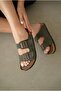 Noir Women's Slippers with Double Adjustable Buckle - Khaki