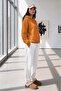 Women's Orange Hooded Sweat White Tracksuit Bottom Set - 3