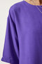 Crew Neck Draped Viscose Blouse Lrc0006 Purple - 4