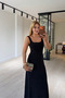 Stoned Square Collar Backless Black Sandy Dress - 3