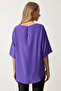 Crew Neck Draped Viscose Blouse Lrc0006 Purple - 5