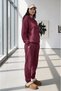Women's Burgundy Hooded Sweat Burgundy Tracksuit Bottom Set - 2