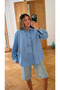 Blue Oversize Japanese Button Detailed Shirt - 5124