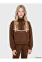 Lcw Kids Brown Soft Touch Girls' Tracksuit Set with Stand Collar and Spanish Style Cuffs - 2