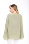 Women's Green Oversize Linen Kimono & Tie-Detail Batwing Sleeves Comfortable Fit - 8