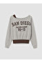 Gray Boat Neck Soft Touch Women's Sweatshirt