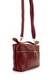 Double Zippered Fixed Strap Baguette Women's Crossbody Bag Padra Burgundy - 3