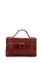 Double Zippered Fixed Strap Baguette Women's Crossbody Bag Padra Burgundy