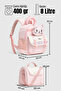 Bimboo 4-Compartment Cat Detailed Kindergarten and Lunch Box Set - with Water Bottle Pocket, Pink - 5