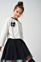 Bow Detailed Ruffled Blouse and Black Tutu Skirt Set