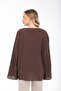 Women's Brown Oversize Linen Kimono & Tie-Detail Bat Sleeve Comfortable Fit - 8