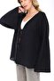 Women's Black Oversize Linen Kimono & Tie-Detail Bat Sleeve Comfortable Fit - 5