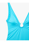 V-Neck Swimsuit with Gathered Ring Detail - 3