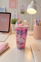 Glittery Glass with Straw – Decorative Drink Cup with Cute Figured Lid - 5