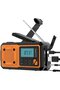Battery emergency radio, AAA, AM/FM, flashlight.