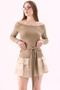 Crep Women's Viscose Fabric Madonna Collar Tie-Waist Long Sleeve Blouse - 2