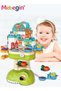 49 Pcs Dinosaur-shaped Kitchen Playset with Trolley Case, 3 in 1 Kitchen Pretend Toy, Simulation Kitchen Toys Set with Various Vivid Foods, Creative Safety Play House Toys, Ideal Gift for Kids