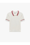 Buttoned Short Sleeve Polo Collar Striped T-Shirt - 5