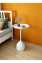 Round Coffee Table, Modern Bedside Table, Sofa Side Table End Table for Living Room, Bedroom, Office ,White - 6