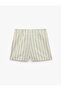 Linen Blend Micro Striped Shorts