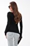 Women's Asymmetrical Ribbed Blouse with Gathered Side Detail and Boat Neckline 265081 - - 5