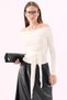 Crep Women's Viscose Fabric Madonna Collar Tie-Waist Long Sleeve Blouse - 4