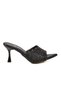 Black Straw Knitted Detailed Women's Heeled Slippers