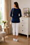 Maternity Long Sleeve Viscose Lycra Side Gathered Comfortable Fit Blouse - 3