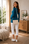 Maternity Long Sleeve Viscose Lycra Side Gathered Comfortable Fit Blouse - 3