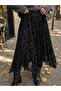 Women's Velvet Flower Embossed Asymmetric Cut Long Skirt - 4