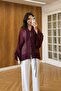 Burgundy Oversize Lace-Up Transparent Kimono - 5098 - 3
