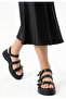 Black Buckle Women's Heeled Sandals - 2
