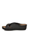 Black Cross-Strapped Women's Wedge Heel Slippers - 2