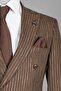 Striped Double-Breasted Suit Brown - 4