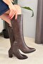 Women's Monika Brown 7cm Heeled Zippered Boots - 3