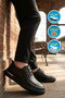 Black Genuine Leather Rubber Laced Men's Casual Shoes - 3