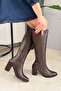 Women's Monika Brown 7cm Heeled Zippered Boots - 4