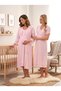 New Season Pink Summer Lace Detailed Buttoned Breastfeeding Compatible Design Short Sleeve Maternity Maternity Dressing Gown Nightgown Set - 2
