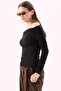 Crep Women's Viscose Fabric Madonna Collar Off-The-Shoulder Gathered Long Sleeve Blouse - 5