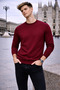 Men's Basic Crew Neck Loose Burgundy Winter Sweatshirt